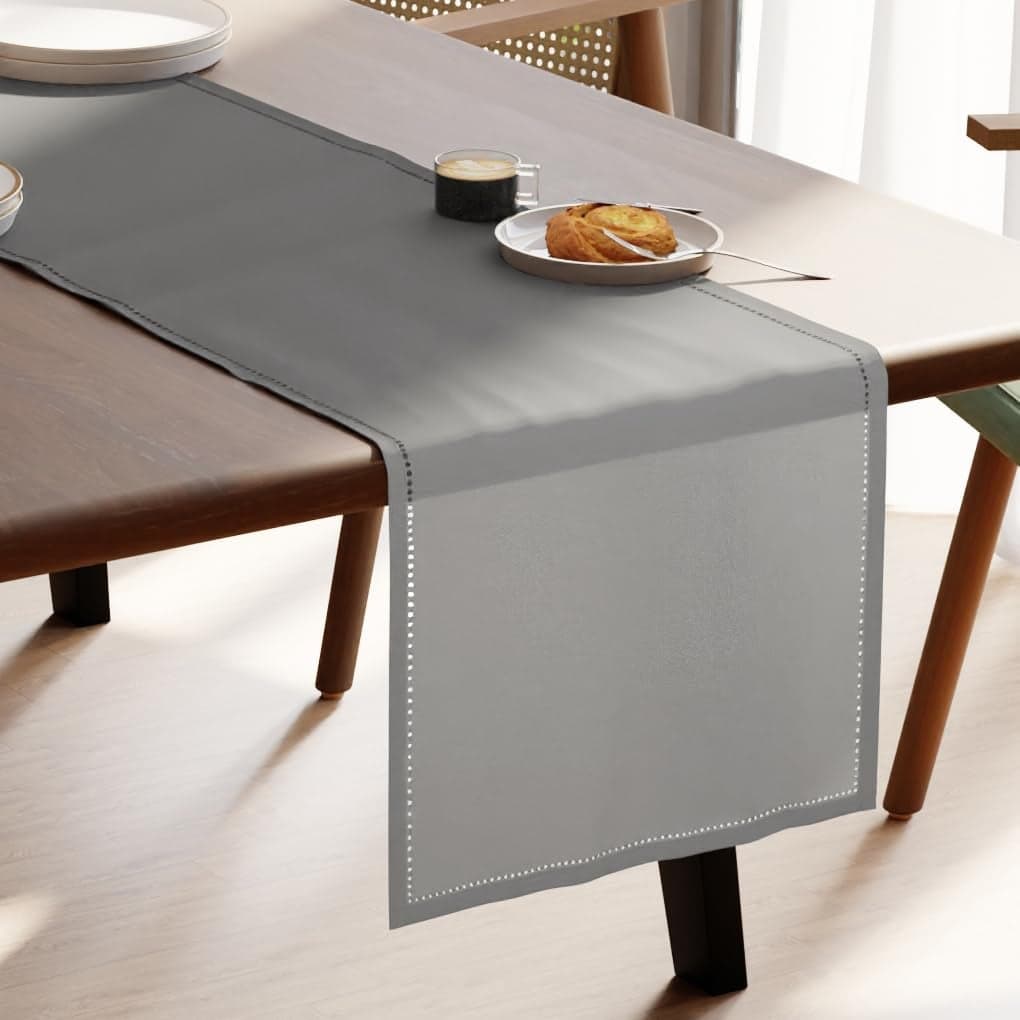Encasa Homes 100 Cotton Hemstitched Table Runner for 6 Seater Dining of Size 16 x 60 inch Grey Decorative Cloth for Party Home Cafes Restaurant Hotels Machine Washable