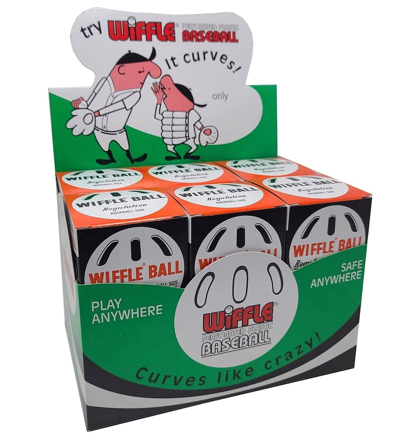 One Dozen Baseball Sized Wiffle Balls in a Countertop Display by Wiffle
