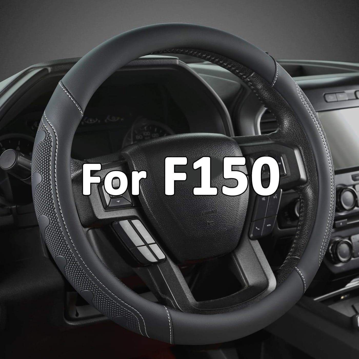 GIANT PANDA Car Steering Wheel Cover for Ford F150 F250 F350 Expedition 15516 inches BlackGray Line