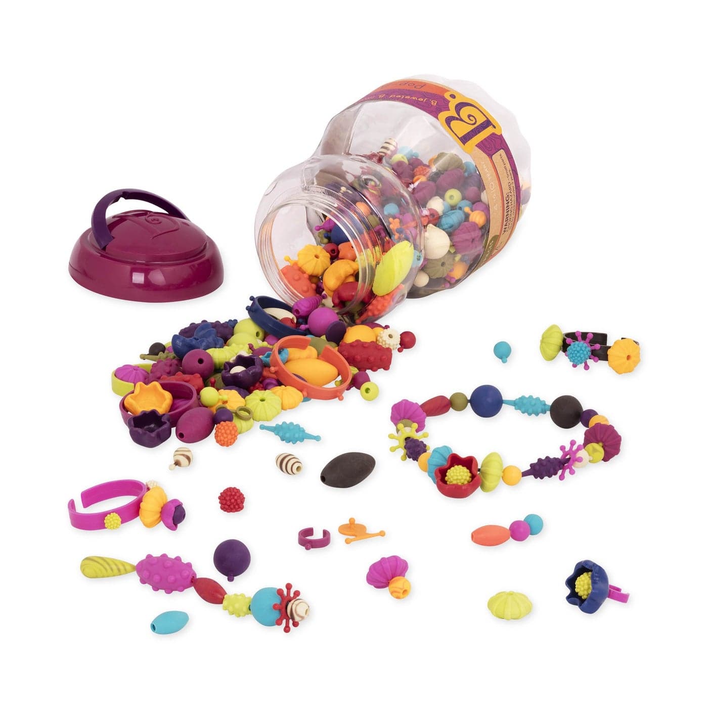 B toys Pop Arty 500 Pieces Jewlery Making Kit Creative Pop Snap Bead Set for Kids DIY Craft Jewelry Making Kit Necklaces Rings Bracelets 4 Years