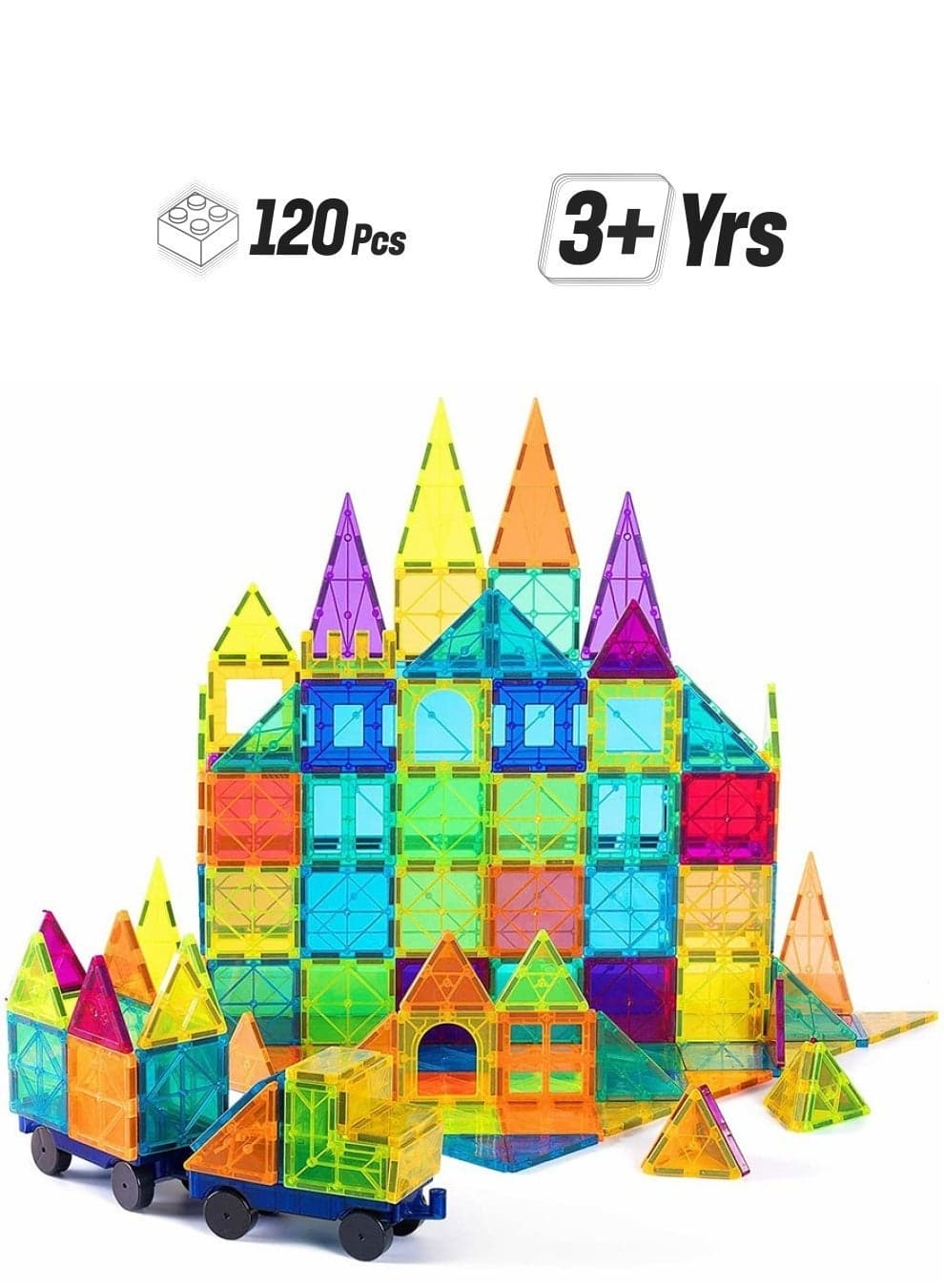 Magnetic Building Blocks, 120 Piece Set Magnetic Tiles, 3D Toddler Educational Magnetic Stacking Blocks, Toddler Kids Toys for Toddlers, Kids Boys and Girls 3 4 5 6 7 8 9+ Year Old