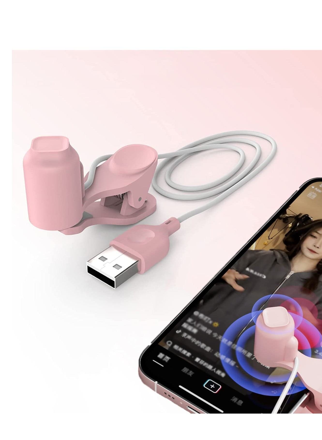 Auto-clicker Device for Mobile Phone and Tablet Computer Screen Simulated Finger Clicking USB Simulator Gaming Shopping Giving a Like in Tiktok Lightning Deal Live Broadcasts (Pink)