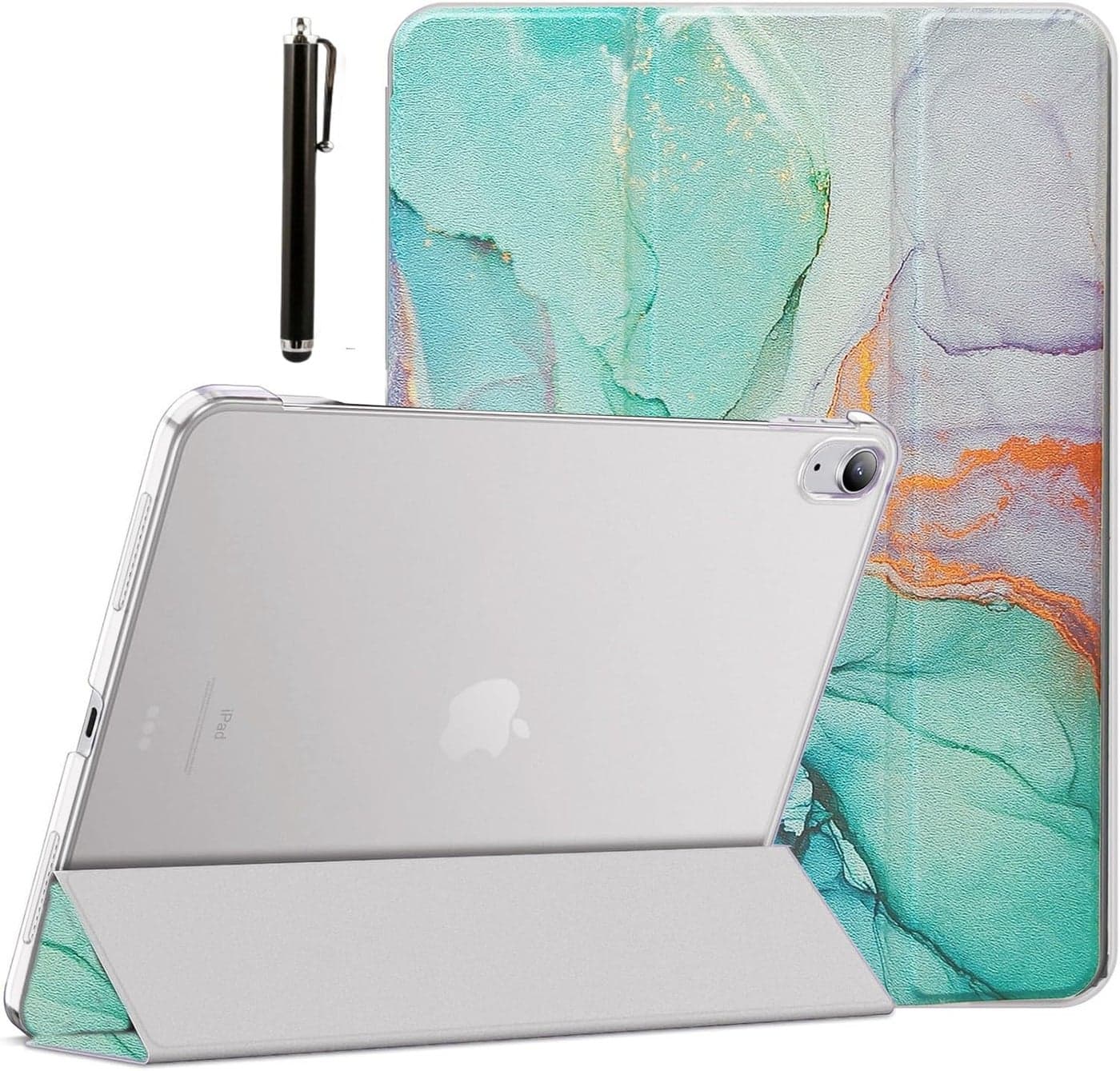 ProElite Cover for Apple iPad (A16) 11th/10th Generation (2025/2022) Cover Case, Transparent Smart case for iPad 11th/10th Gen 2025/2022 (Supports Auto Sleep Wake) with Stylus Pen, Marble Green