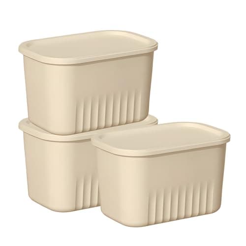 KREPS® Multi Purpose Plastic Storage Bins Stackable Organizer Boxes with Lids, Stackable Crates for Home & Kitchen, items like books, clothes, snacks, toys. (Pack Of 3, Medium - 24 X 16 X 15 CM)