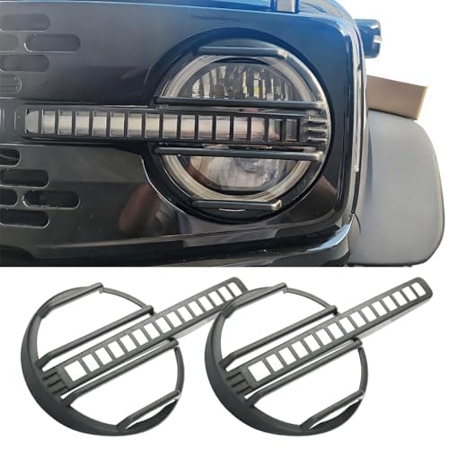 FSYHKJ Front Headlight Guards Cover Trim Protector for Ford Bronco 2021-2025 Exterior Headlamp Guard Kit Accessories (Matte Black)