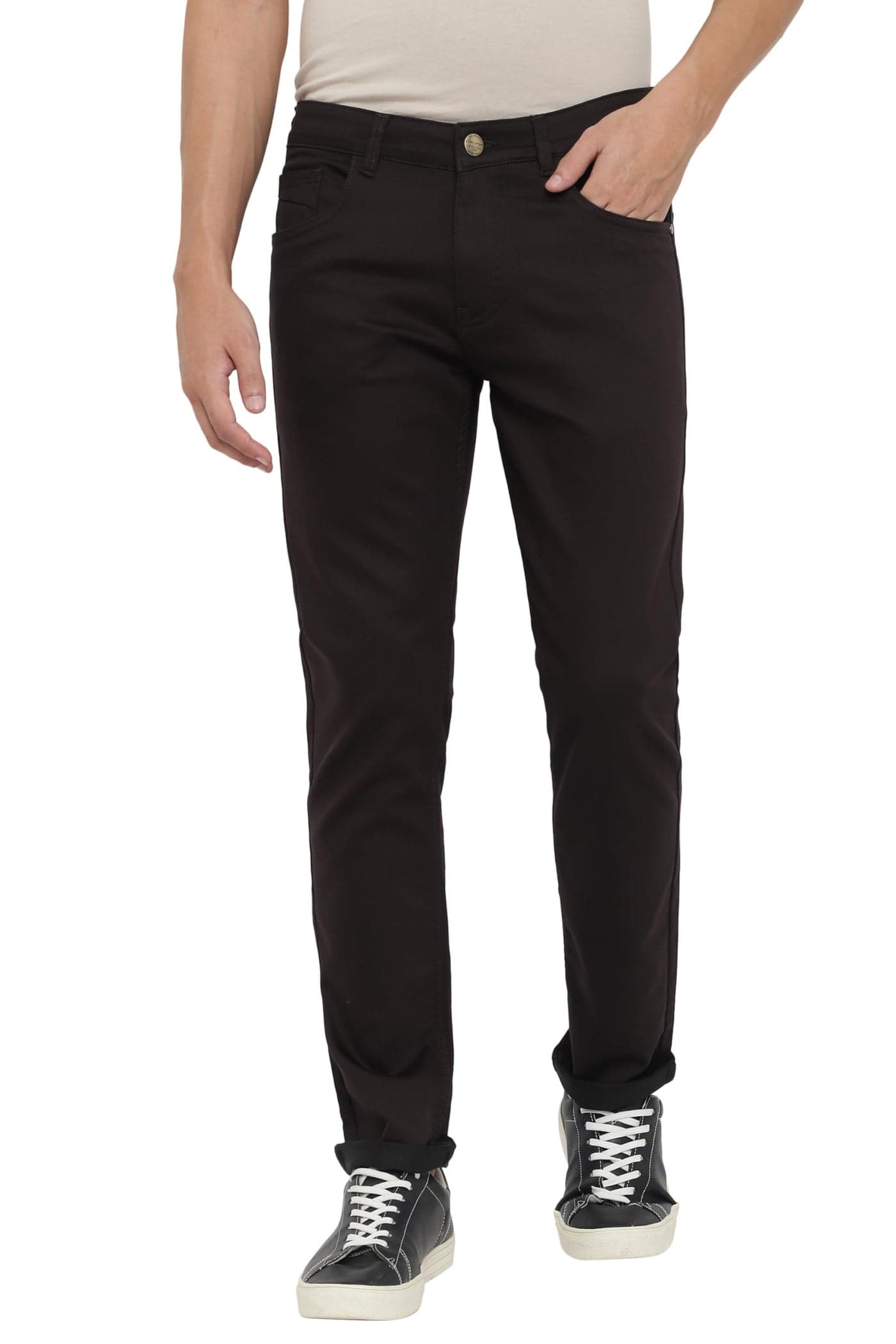 Allen Cooper Regular Fit Strechable Denim Jeans for Men(93DB-34) Dark Brown