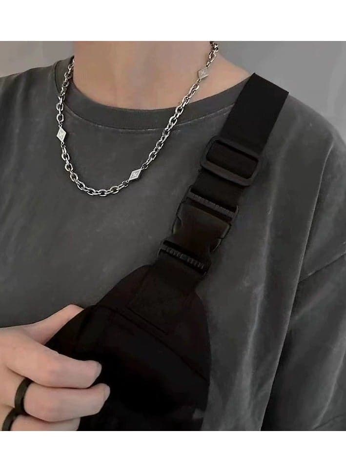 Unisex Titanium Steel Punk Chain Necklace – Trendy European American Small-Batch Design Clavicle Chain, Streetwear Hoodie Accessory