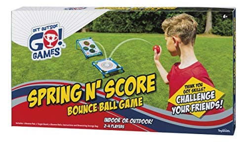 Toysmith Spring N Score IndoorOutdoor Bounce Ball Game for Boys Girls Target Game