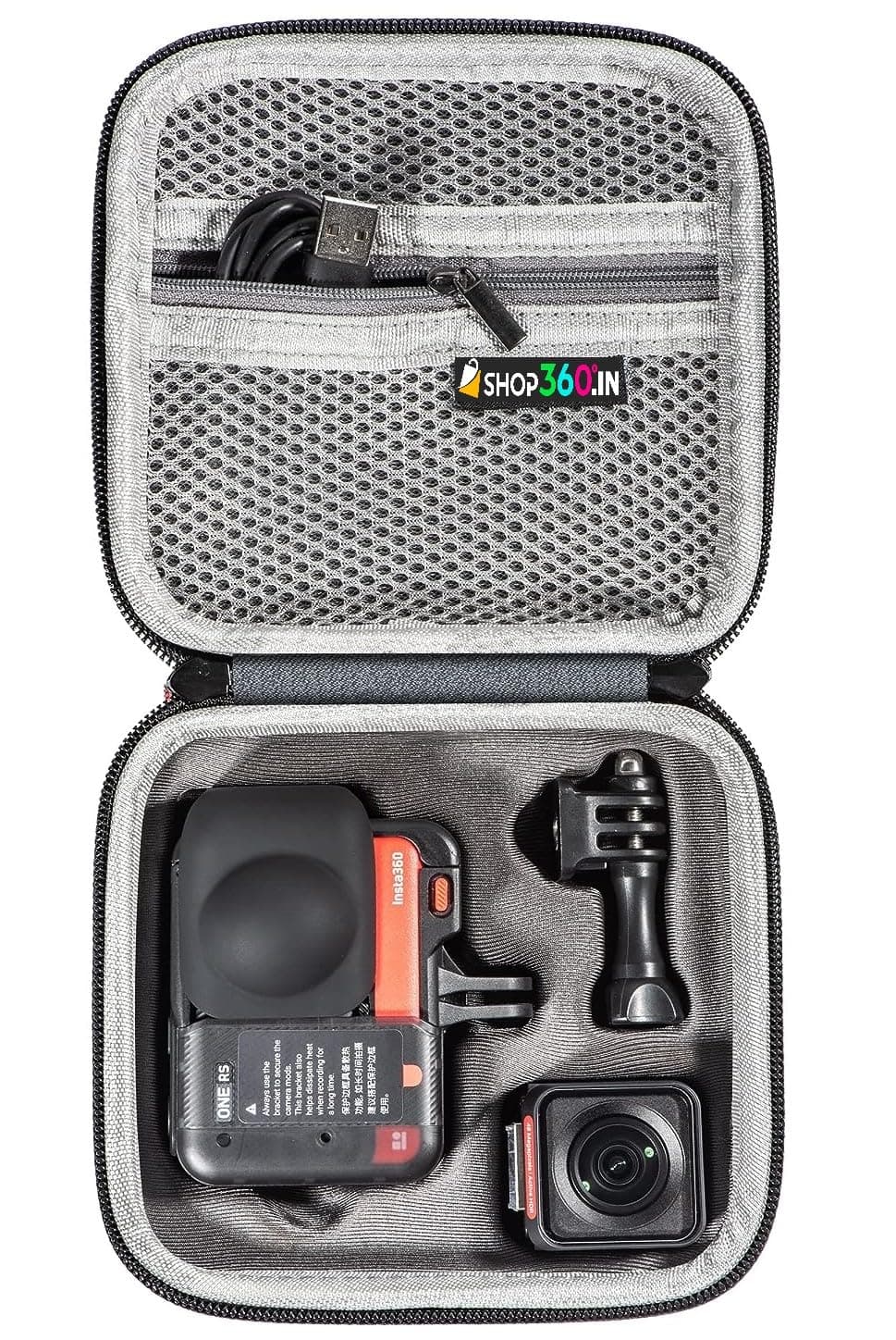 Careflection Storage Bag for Insta360 One RS/R Twin Edition Waterproof/Dustproof Carry case Double Layer Hand Carrying Box Portable Safe Travel Protector Scratch Resistant With Lanyard Strap Rope+Hook