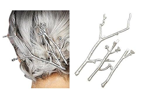 Set of 3 Vintage Tree Branch Hair Clip Barrette Women Lady Hair Pin Head Dress DIY Hair Accessories (Silver)