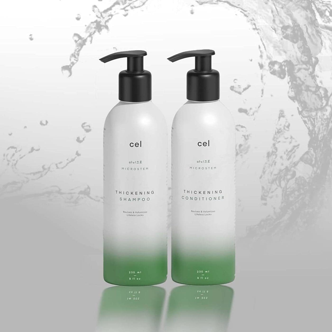 Cel Microstem Natural Hair Thickening Shampoo Conditioner Set 2 x 8 fl oz Stem Cell Anti Thinning Shampoo Professional Grade Biotin Sulfate Paraben Free Suitable for Men and Women