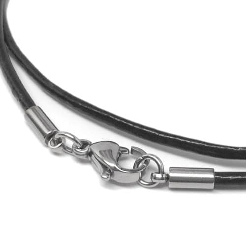 Loralyn Designs Black Leather Necklace (2mm) with Stainless Steel Clasps (30 Inch)