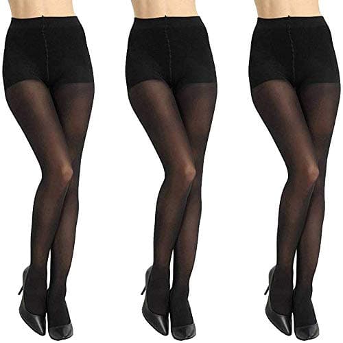 Brachy Girl's High Waist Nylon Stockings Fine Fiber Excellent Stretch Sheer Tights Long Comfort Soft Pantyhose Pack of 3 (Black,Free Size)