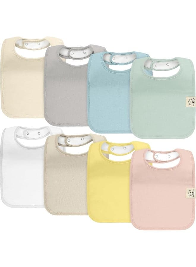KeaBabies 8-Pack Organic Baby Bibs for Boys, Girls - Super Absorbent Cotton Drool Bibs for Baby Girl & Boy, Teething Toddler, Drooling Newborn, Ultra Soft & Machine Washable (Dawn)