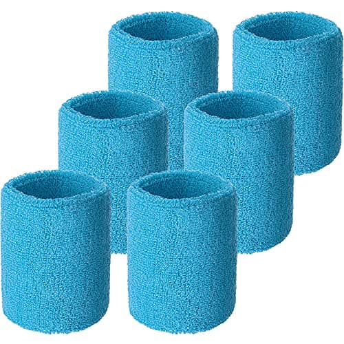 Willbond Sweat Band Wrist Tennis Wristband for Women Men Athletic Wrist Sweatbands Thick Cotton Cloth 80s Wristband for Basketball Tennis Football Running and Work(Sky Blue)