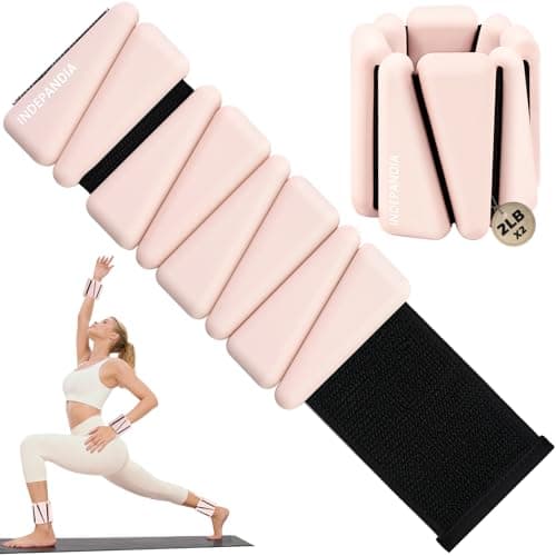 INDEPANDIA Wrist Ankle Weights for Women & Men, 4lbs Adjustable Weighted Bangles to Boost Calorie Burn & Strength, Arm & Leg Weights for Pilates, Yoga, Walking, Barre, Gym & Home Workout Blush Beige