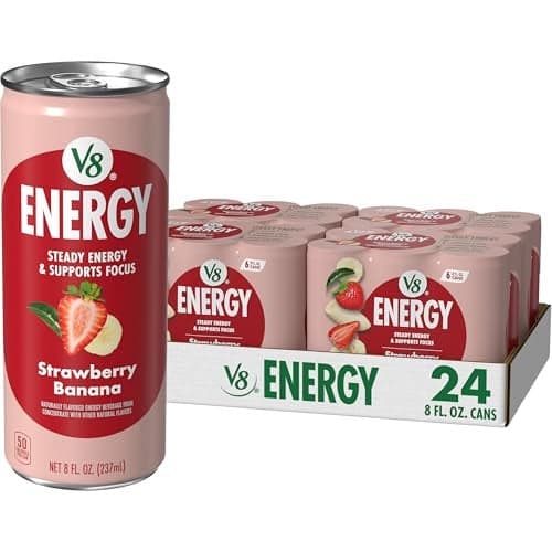 V8 Energy Strawberry Banana Juice Energy Drink 8 fl oz Can 24 Pack