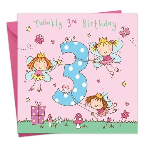 TWIZLER Happy 3rd Birthday Card, Multicolor, 6.1 x 6.1 in
