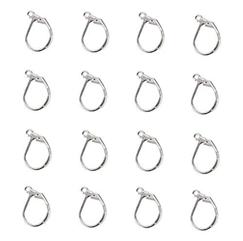 DNHCLL 50PCS Silver 304 Stainless Steel Lever Back Earrings Earwire Findings for Earring Making,DIY Accessories,10x15mm