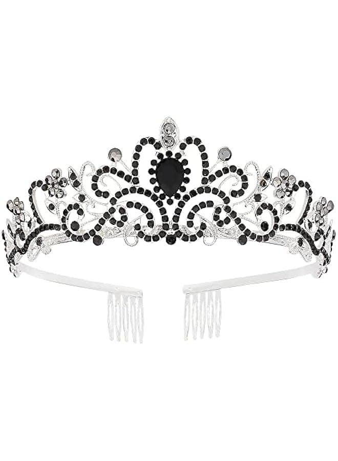 Tiaras for Women, Black Crystal Tiaras and Crowns for Women Princess Crown Tiaras for Girls Women's Headbands Bridal Wedding Prom Birthday Party