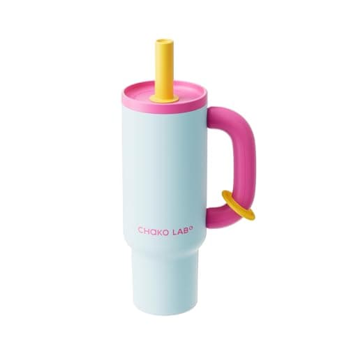 CHAKO LAB BaWang Insulated Stainless Steel Tumbler Tumbler with Handle and Straw 33oz Cup Holder Friendly for Travel Leakproof Water Bottle BPAFree 316 stainless steel liner pinkblue