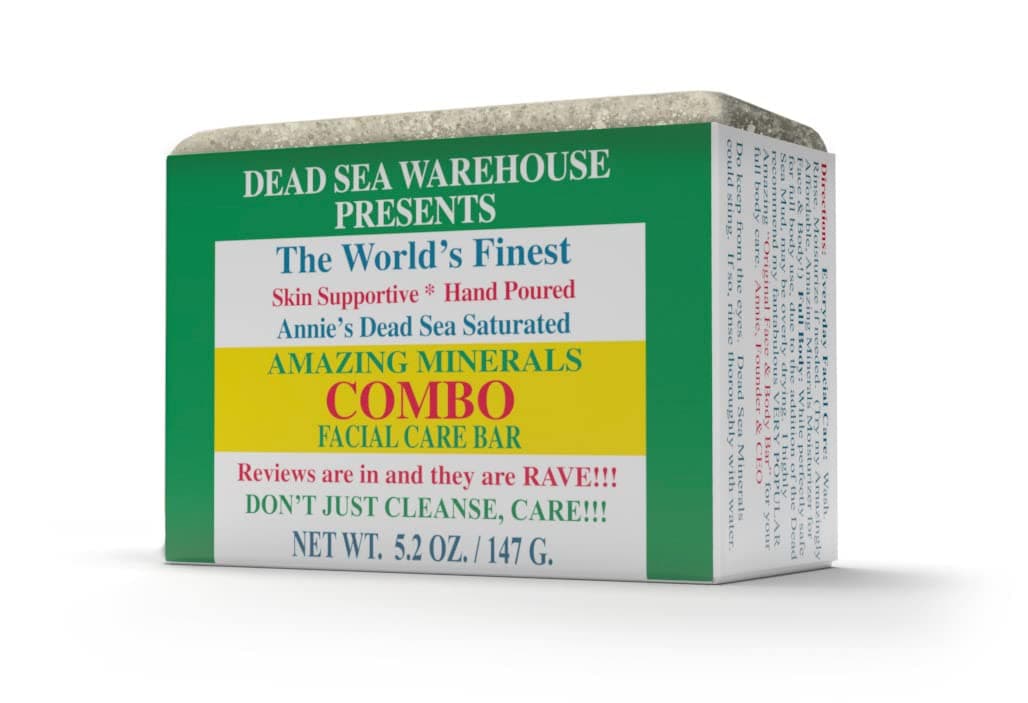 Dead Sea Warehouse Amazing Minerals COMBO Facial Care Bar Dead Sea Salt Mud Cleansing Bar Mineral Facial Cleanser Skincare for Combination Skin Vegan Unscented 52 oz