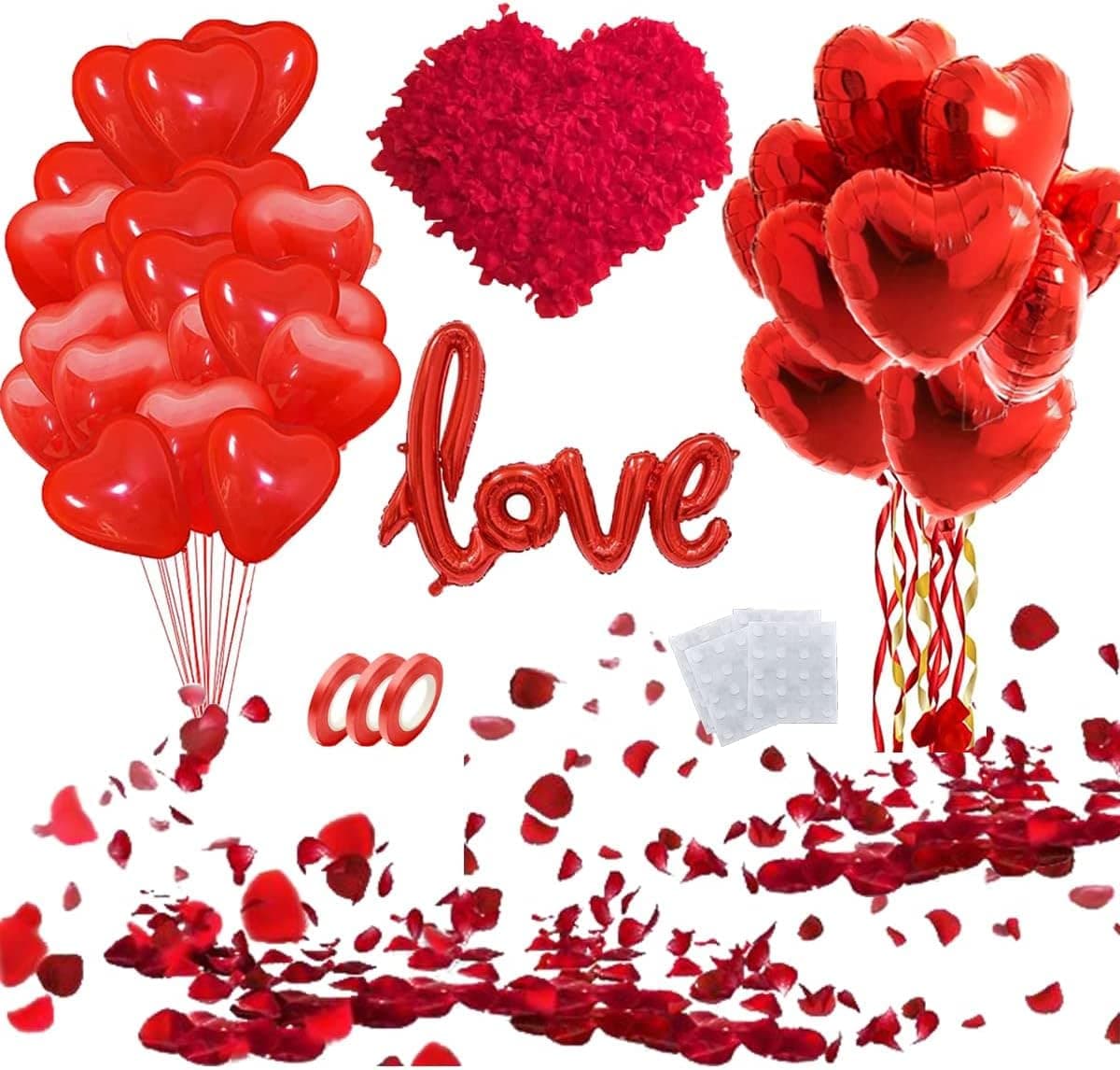STIMULATE SZXXZZMY 50 6inch red Heart Balloons Latex18inch 10Pcs red Heart Balloons Foil 42inch 1Pcs red Love BalloonRed Petals Kit for Valentines DayPropose MarriageWedding Party