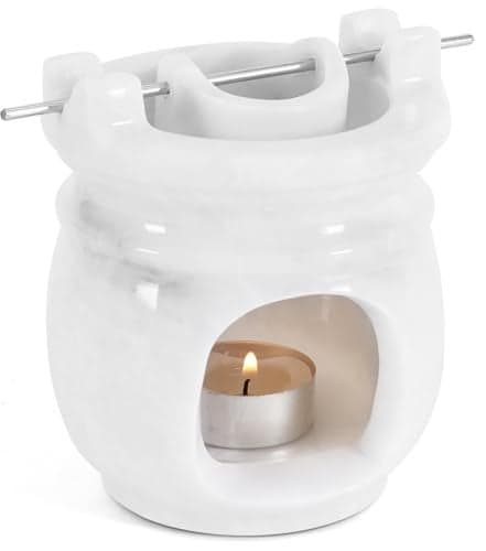 SPESHSTONES Marble Oil Burner 4.5 Inches White Handmade Candle Warmer & Aromatherapy Diffuser for Home Decor, Bathroom & Room Decor, Ideal Oil Warmer, Aroma Diffuser & Essential Oils