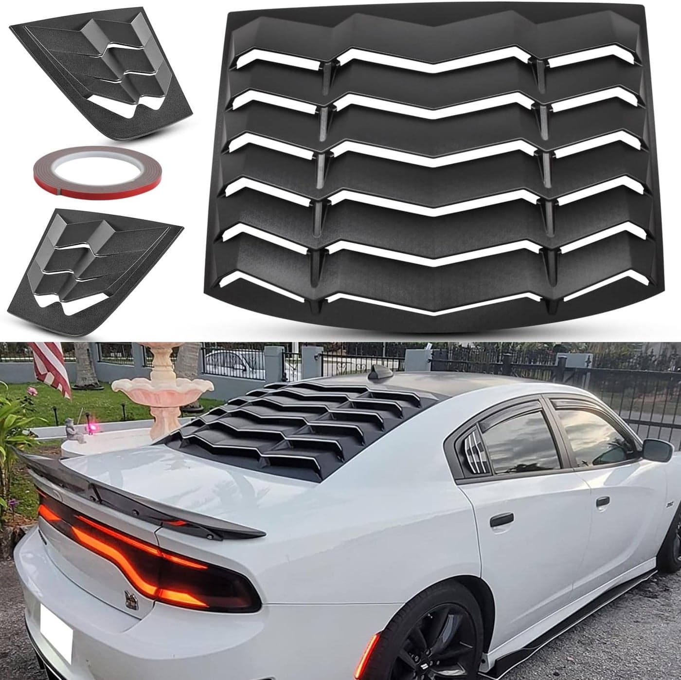 Bonbo Rear and Side Window Louver for Dodge Charger 2011-2023 - Matte Black ABS
