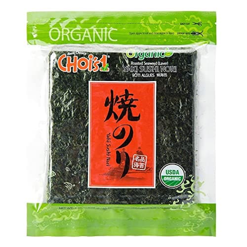 CHOIs 1 Organic Roasted Seaweed Gim Sushi Nori 50 full sheets Product of Korea Gold Grade Vegan Keto Gluten Free Full of Fiber Vitamin Mineral High protein Omega 3s