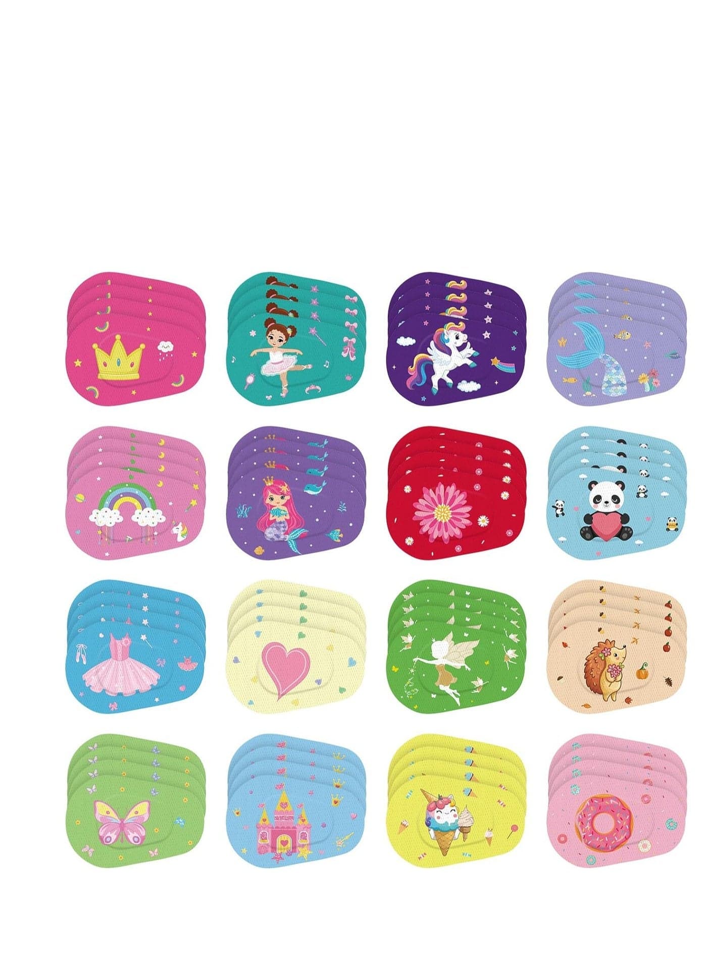 Adhesive Eye Patches 64 Pcs Kids Girls Patches Toddler Bulk Patch Fabric Breathable Fun Cute Designs Cotton Bandages For Light Blocking 16 Styles