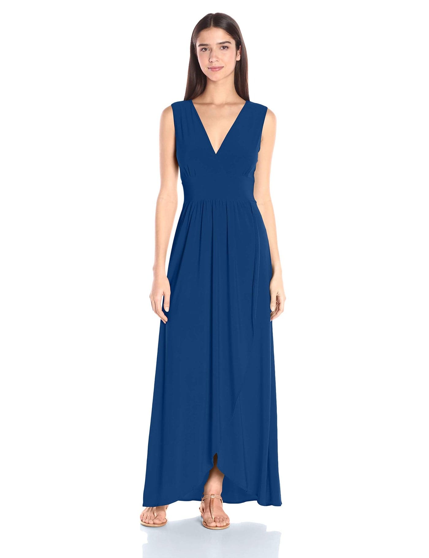 Star Vixen Women's Sleeveless Surplice Tulip Skirt Empire Band Maxi Dress, Royal, X-Large
