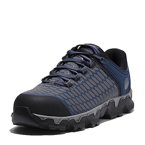 Timberland PRO Men's Powertrain Sport Alloy Safety Toe Industrial Athletic Work Shoe, Grey/Navy-2024 New, 8 W