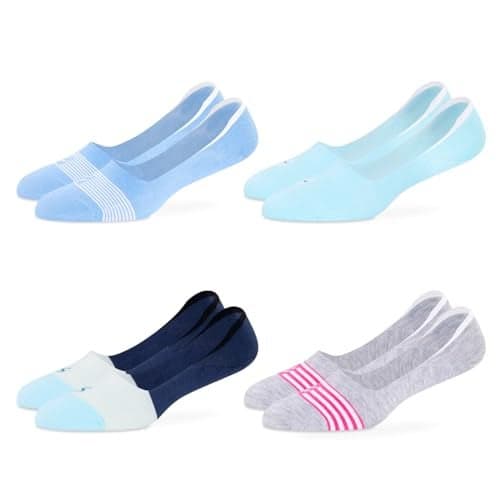 Supersox Stripe No Show Loafer Socks for Woman | Combed Cotton | Breathable & Moisture Absorbent | Anti-Odour | Anti-Slip Grip | Low Cut Invisible Fit | Multicolour | Pack of 4