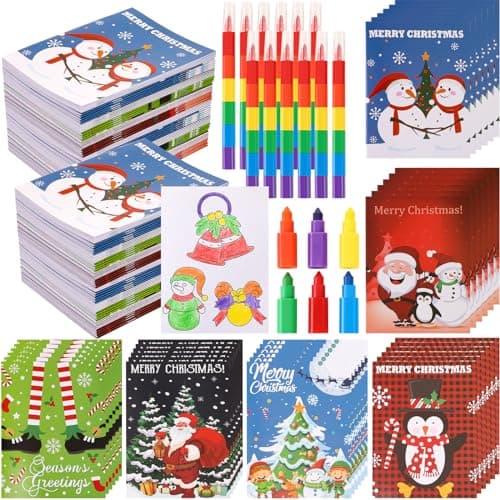 Cholemy 36 Pack Christmas Coloring Books with Crayons Christmas Gifts Xmas DIY bulk Mini Coloring Books Holiday Activity Stocking Goodie Bag Stuffers Lovely Style