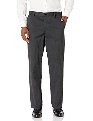 Dockers Men's Relaxed Fit Comfort Khaki Pants, Dark Charcoal Heather, 42W x 30L