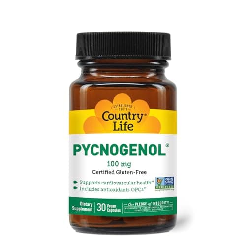Pycnogenol 100mg French Maritime Pine Bark Extract Antioxidants Supplement Supports Cardiovascular Health No Yeast Corn Wheat Soy Milk Salt Preservatives 30 Capsules