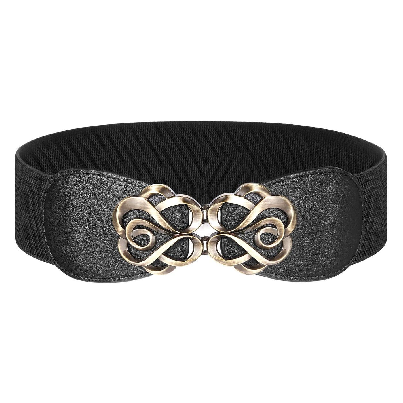 Syuer Women Stretchy Vintage Belt for Dresses Elastic Wide Waist Belt (L-XL (30”-35”), Black)