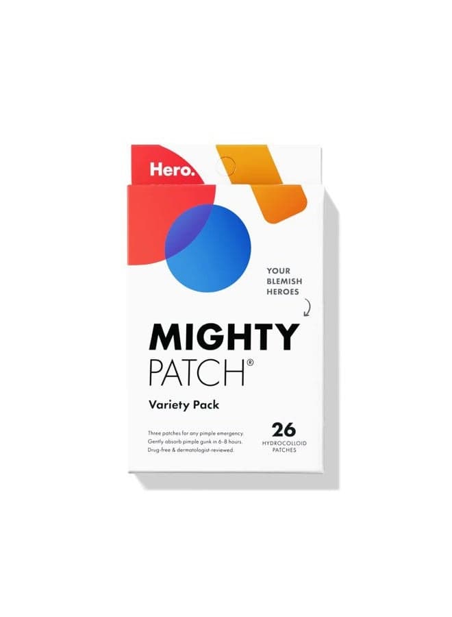 ™ Variety Pack from Hero Cosmetics - Hydrocolloid Acne Pimple Patches for Covering Zits and Blemishes, Spot Stickers for Face and Skin, Korean Skin Care, 26 ct