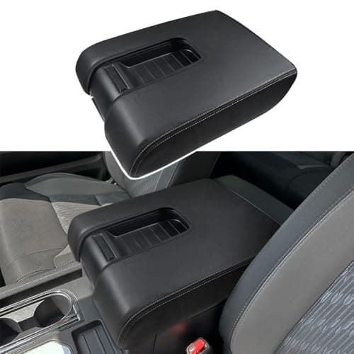DEYTOP Center Console Cover for Toyota Tundra 20142021 Accessories Car Armrest Cover for Toyota Tundra AntiScratch Leather Armrest Protector Black with White Stitches 20142021