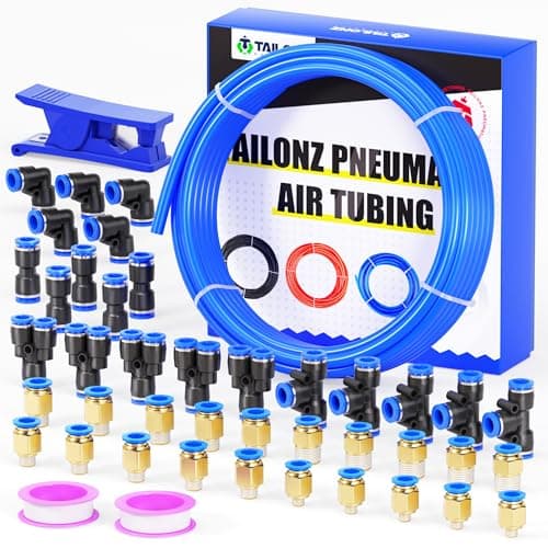 TAILONZ PNEUMATIC Blue 8mm or 5/16 OD 5mm ID Polyurethane PU Air Hose Pipe Tube Kit 32 Meter 100ft