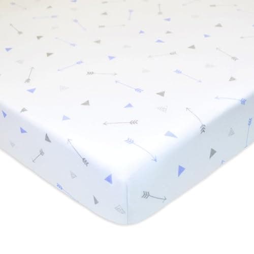 American Baby Company 100% Natural Cotton Fitted Crib Sheet 52" x 28" - Soft, Breathable, Hypoallergenic & Gentle Toddler Bed Sheet, Silver Blue Arrow, Neutral for Boys & Girls