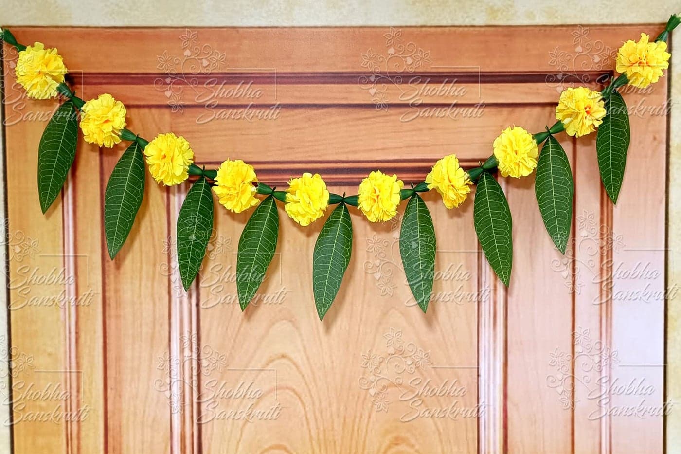Shobha Sanskruti Marigold & Mango Leaves Door Toran (Yellow)