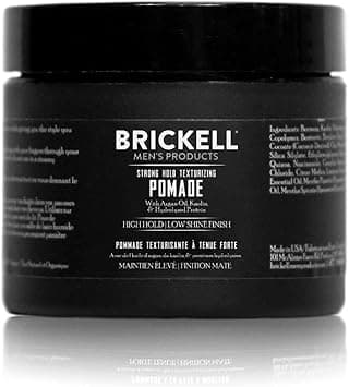 Brickell Mens Strong Hold Texturizing Pomade For Men Natural and Organic Pliable Fiber Pomade 59 ml Scented