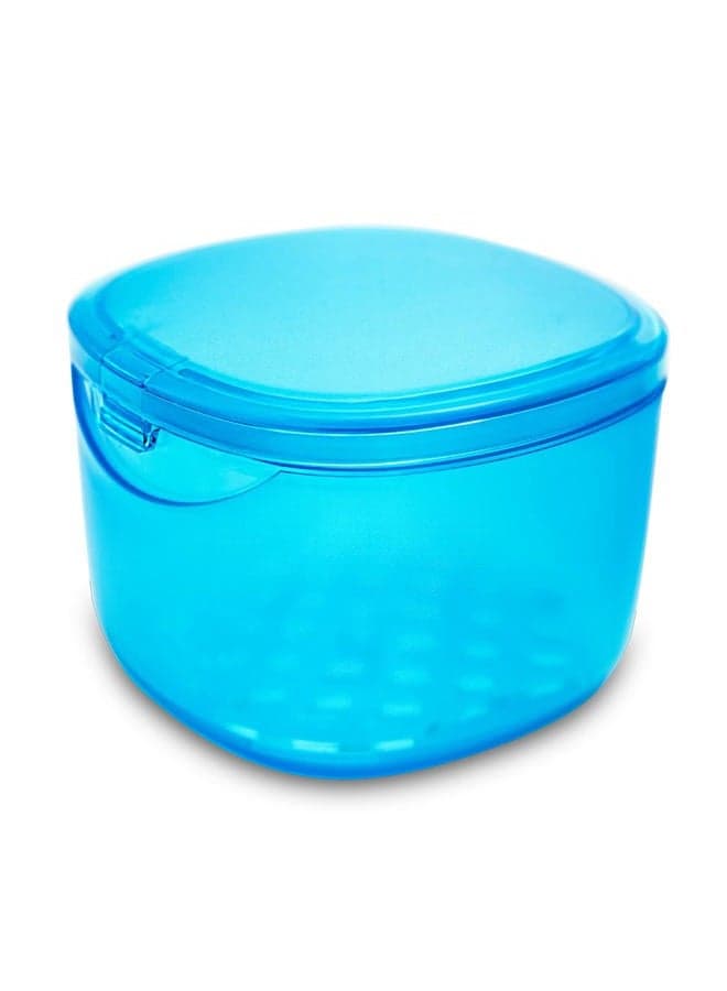 No-Leak Denture Bath Case, Retainer Cleaning Box, Clear Braces, Mouth Guard, Night Guard and Retainer (transparent blue)