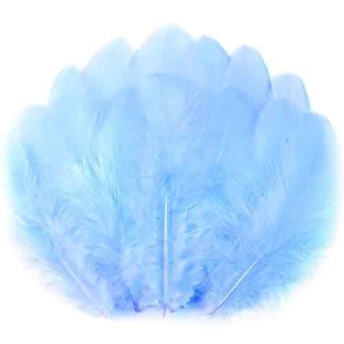 Soarer Light Blue Craft Feathers Bulk 300pcs 35inch Natural Feathers for Wedding Home Party Dream Catcher Supplies and DIY CraftsLight Blue
