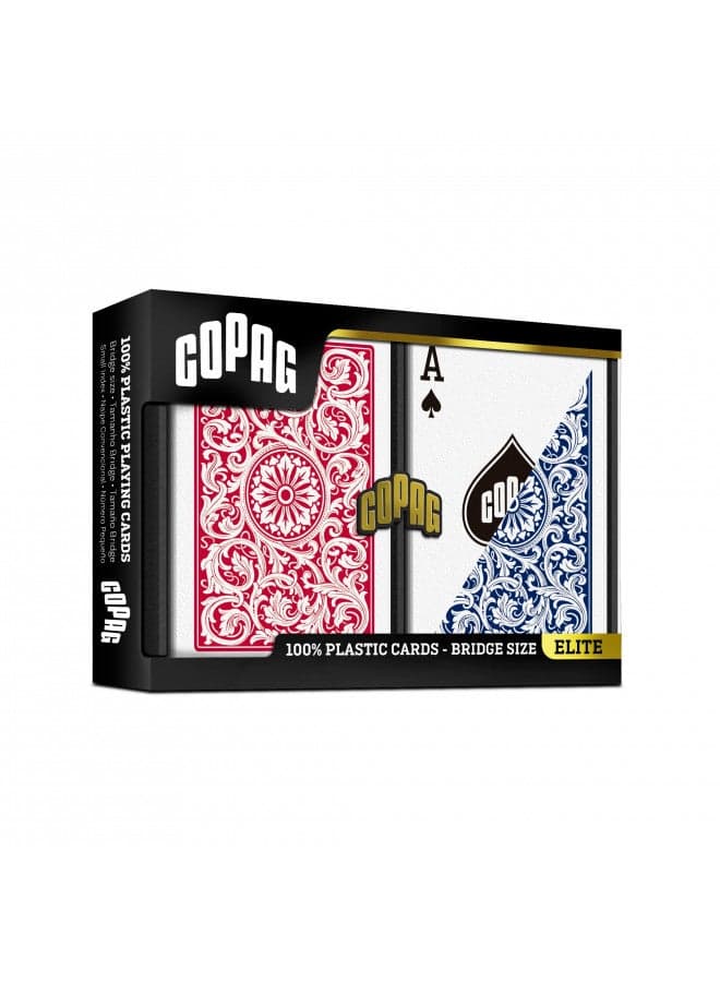Copag 1546 Design 100% Plastic Playing Cards, Bridge Size (Narrow) Red/Blue (Standard Index, 1 Set)