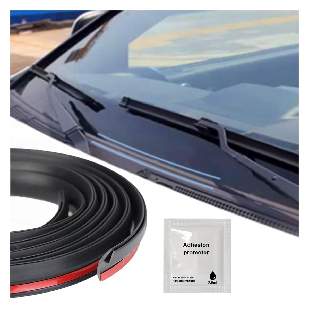 Car Front Windshield Rubber Seal Strip 17M56FT Car Weather Stripping Seal Strip Waterproof and Soundproof Cuttable Windshield Window Door Seal Strip for CarsTrucksSUVs 56FT