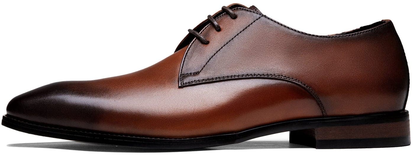 Jousen Men's Dress Shoes Leather Modern Formal Business Oxford Shoes Plain Toe Classic Dress Shoes for Men (AMY9216 yellowbrown 11)