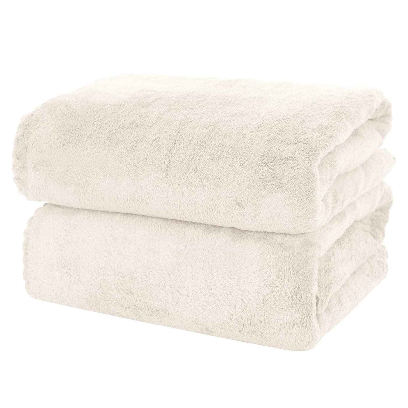 MOONQUEEN 2 Pack Premium Bath Towel Set Quick Drying Microfiber Coral Velvet Highly Absorbent Towels Multipurpose Use as Bath Fitness Bathroom Shower Sports Yoga Towel Cream